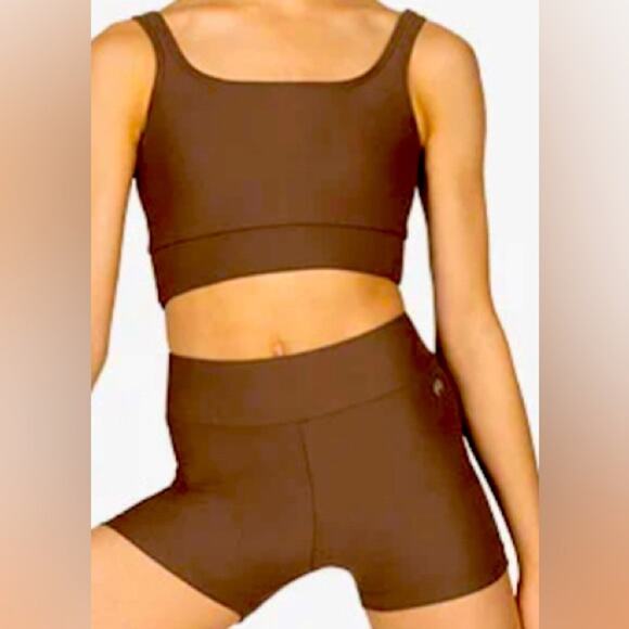 Mariia Crown dance set outfit crop top and brief chocolate brown 2 piece CM NWT - Picture 1 of 9